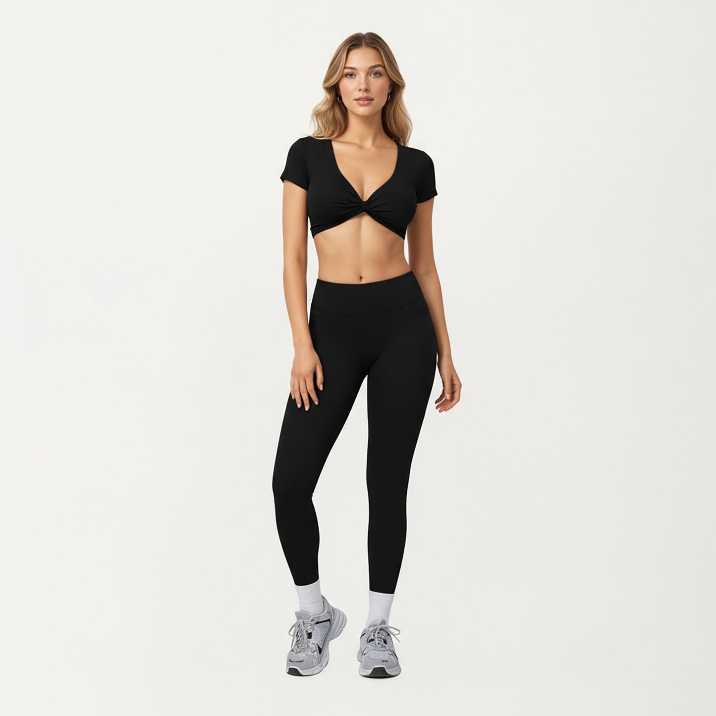 High Waist Full Length Leggings with Side Pockets and Smooth Compression Fit