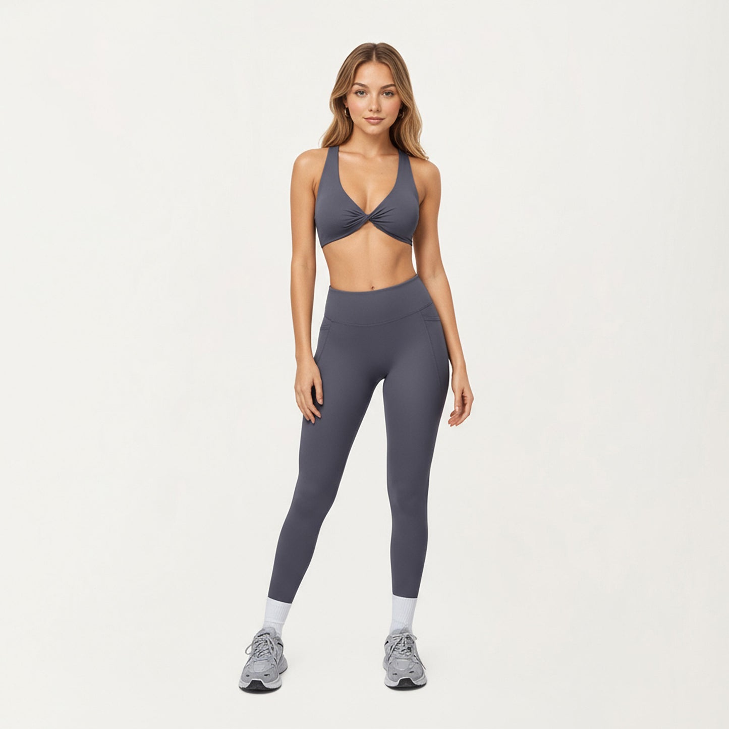 High Waist Full Length Leggings with Side Pockets and Smooth Compression Fit