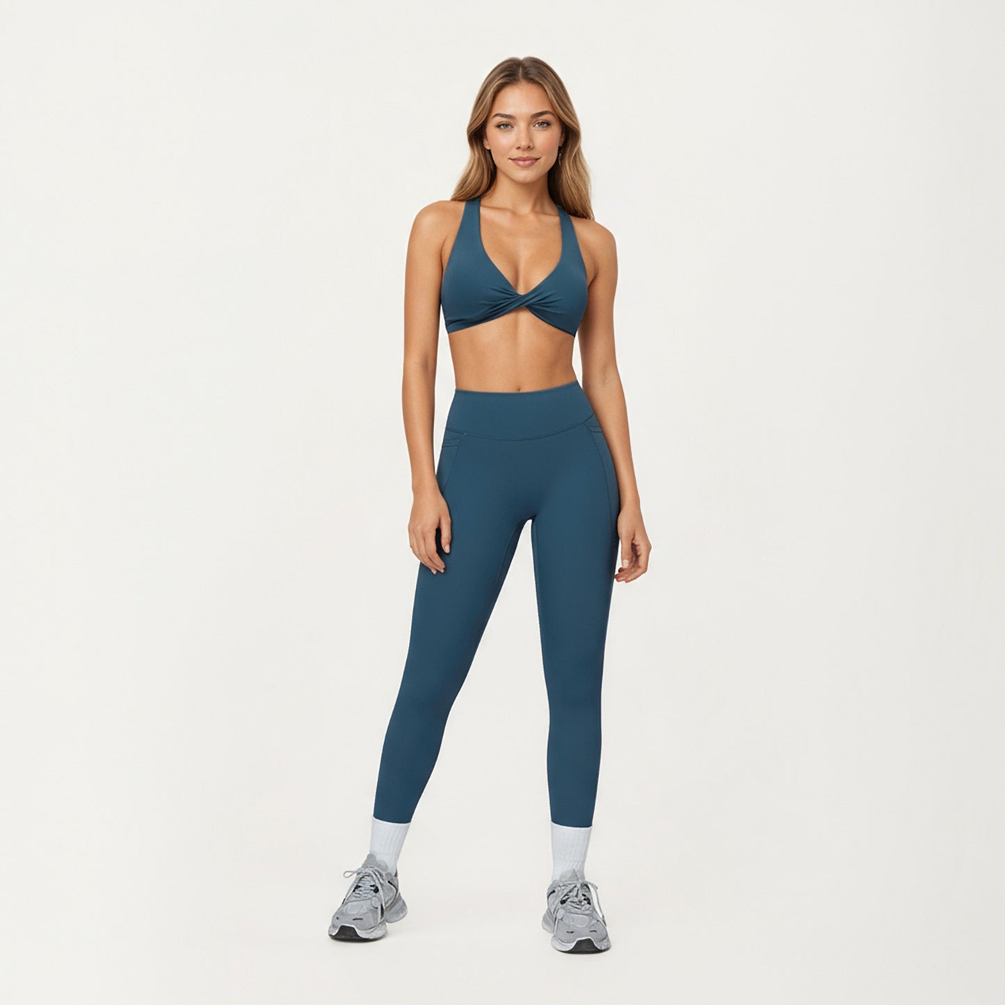 High Waist Full Length Leggings with Side Pockets and Smooth Compression Fit