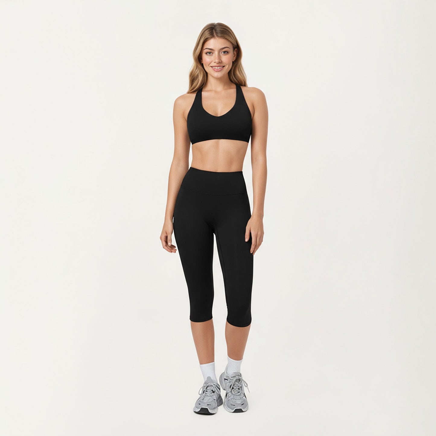 High Waist Capri Leggings with Smooth Compression Fit and Stretch Fabric