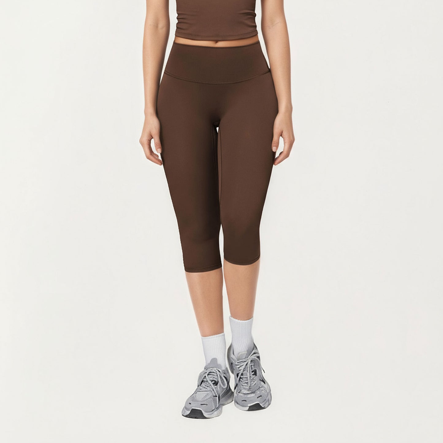 High Waist Capri Leggings with Smooth Compression Fit and Stretch Fabric