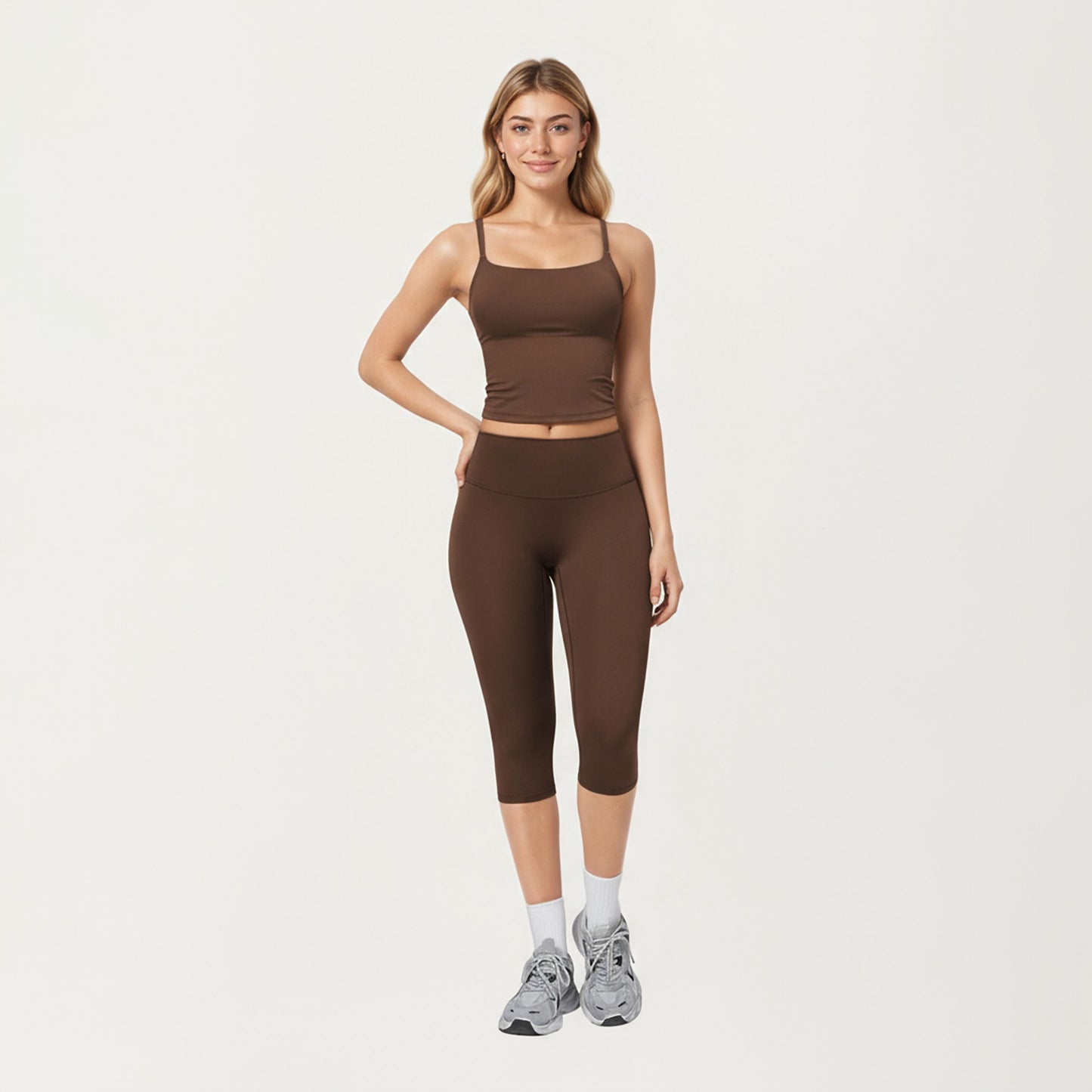High Waist Capri Leggings with Smooth Compression Fit and Stretch Fabric