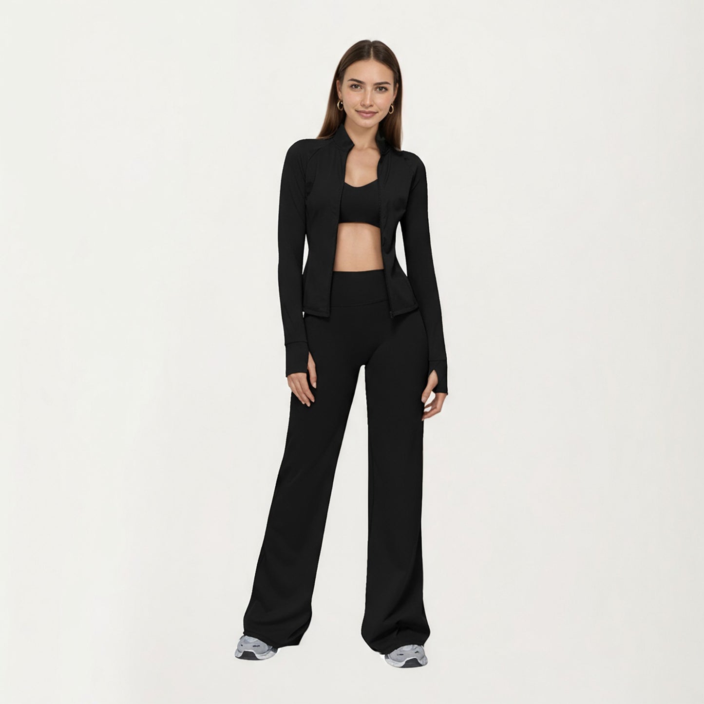 High Waist Flare Yoga Pants with Stretch Fabric and Smooth Compression Fit
