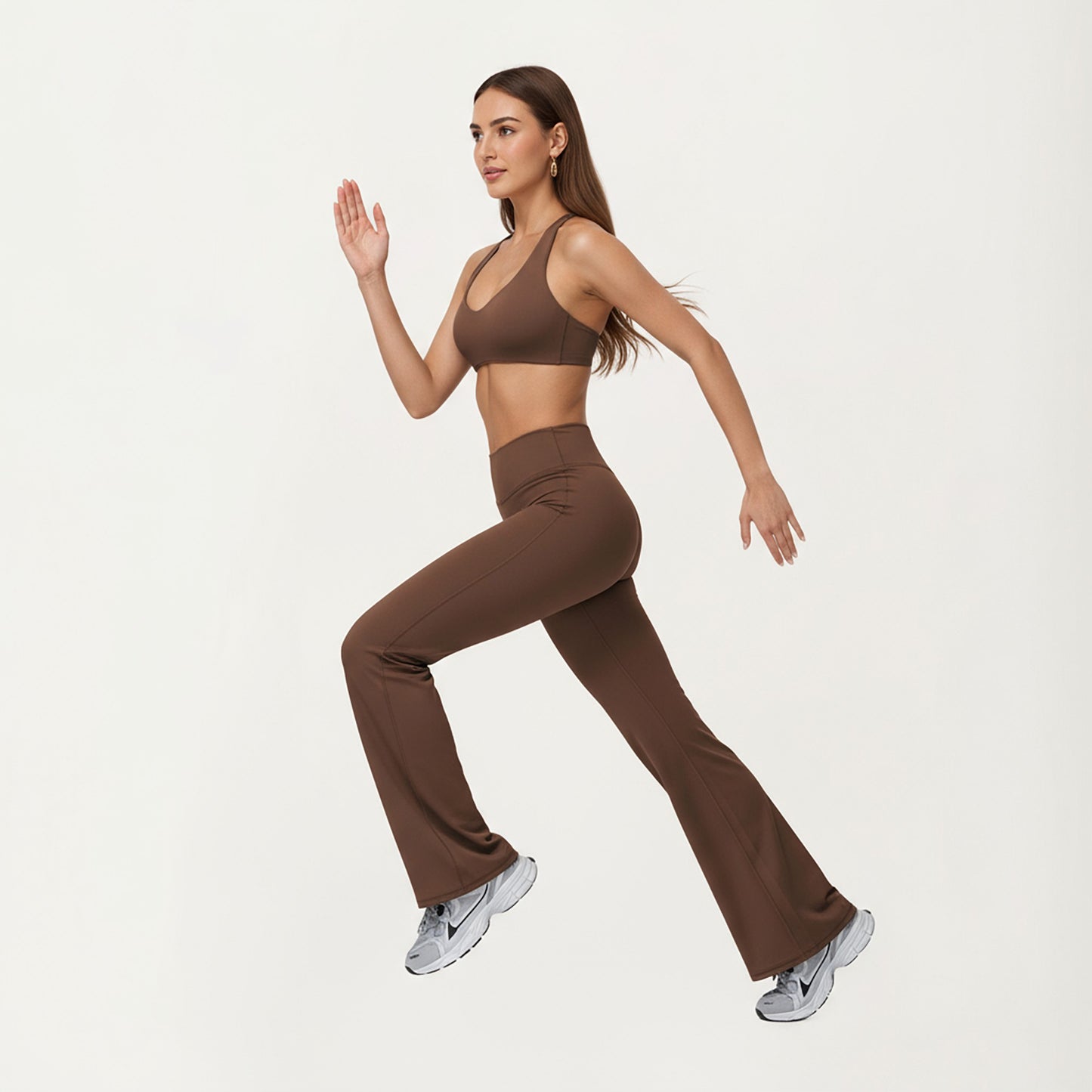 High Waist Flare Yoga Pants with Stretch Fabric and Smooth Compression Fit