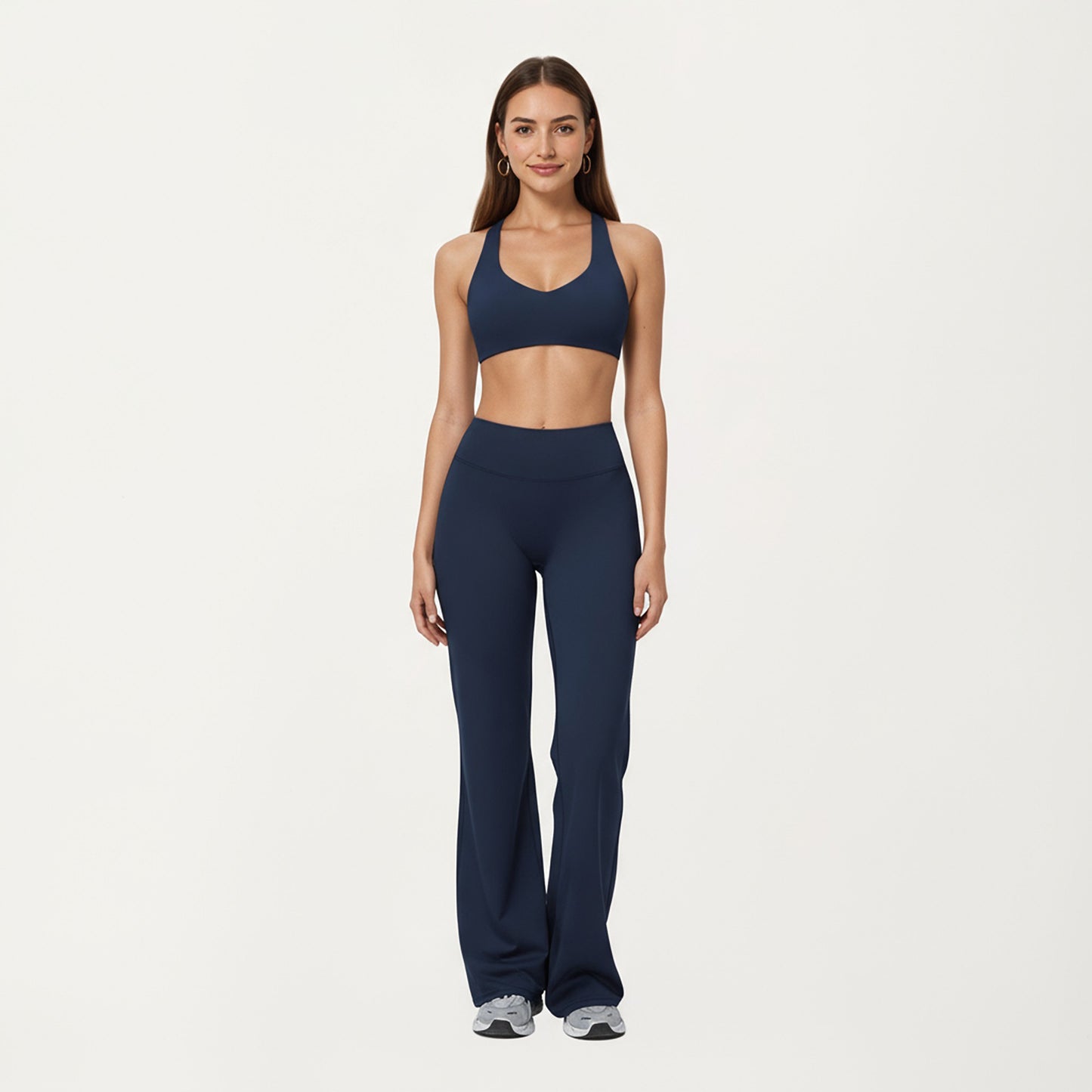 High Waist Flare Yoga Pants with Stretch Fabric and Smooth Compression Fit