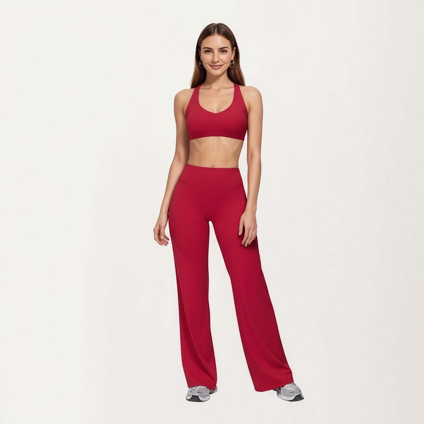 High Waist Flare Yoga Pants with Stretch Fabric and Smooth Compression Fit