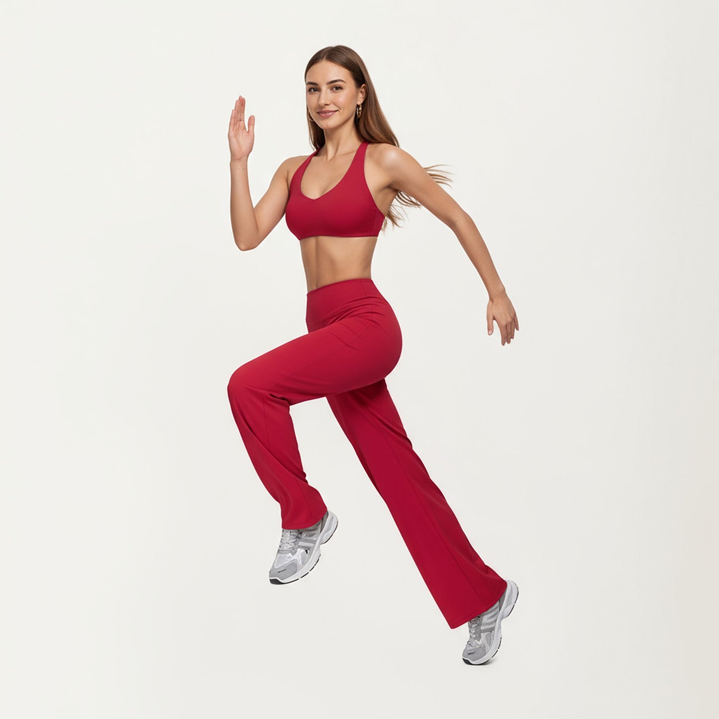 High Waist Flare Yoga Pants with Stretch Fabric and Smooth Compression Fit