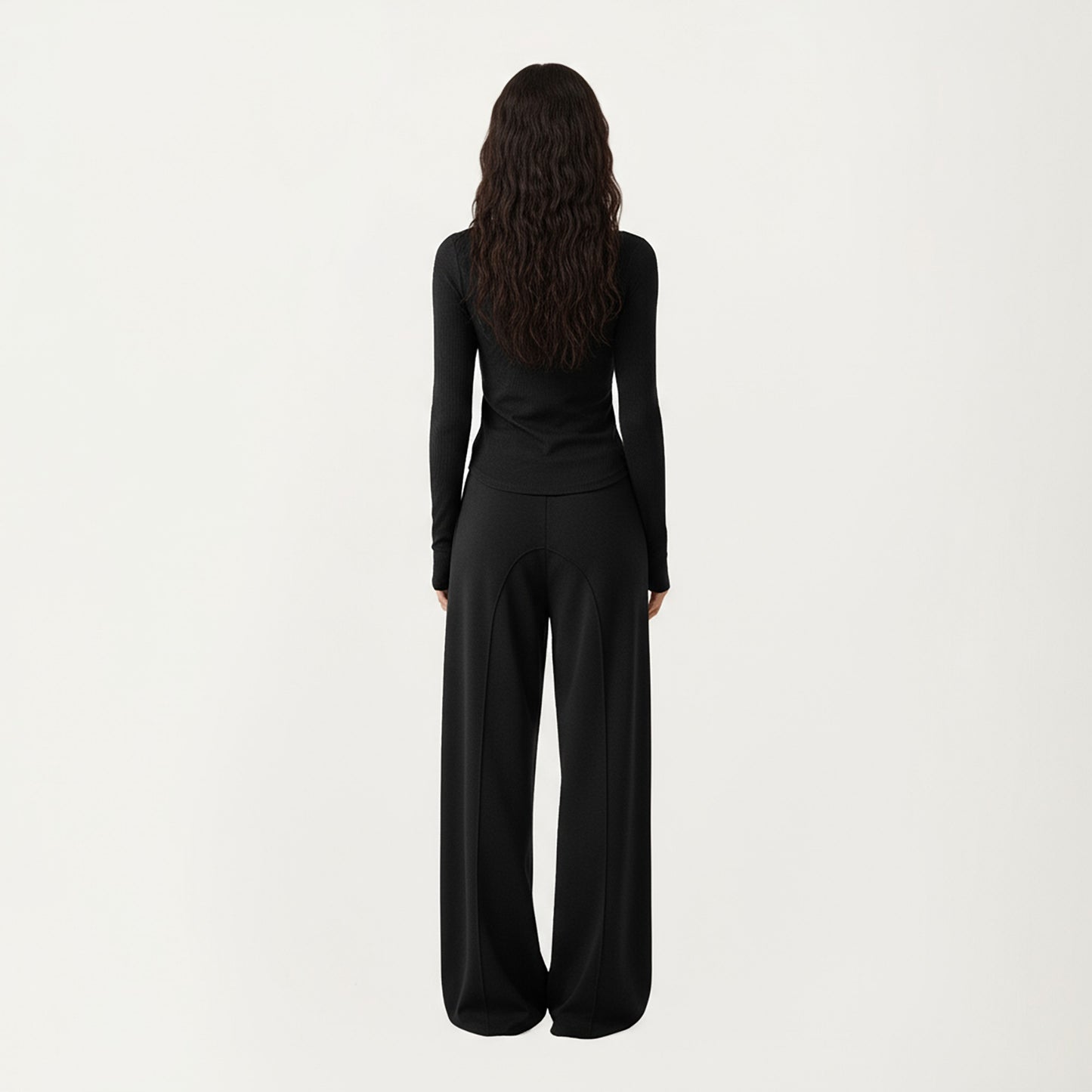 Long Sleeve Rib Knit Top with Boat Neckline and Slim Fit Silhouette