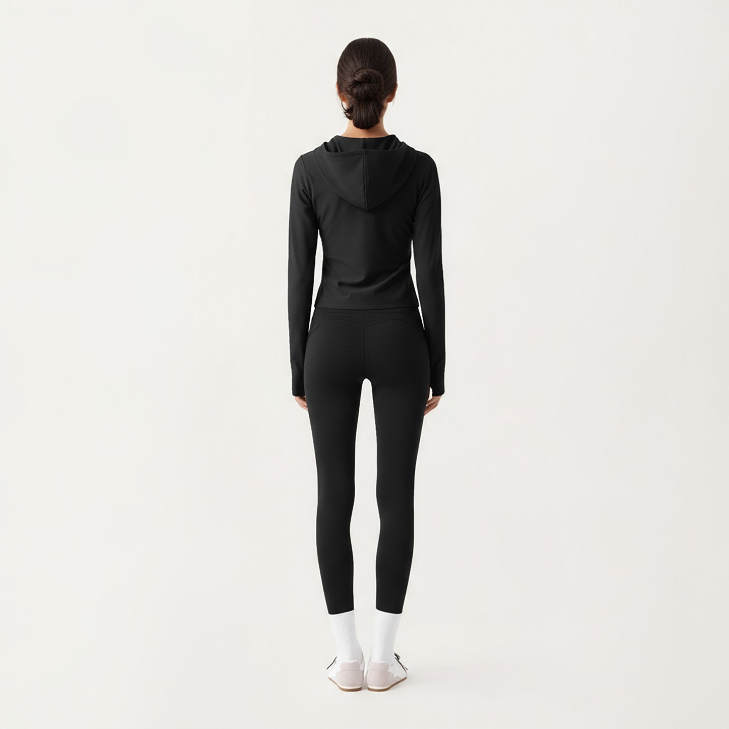 Long Sleeve Zip Up Hoodie Jacket with Contoured Fit and Thumbhole Cuffs