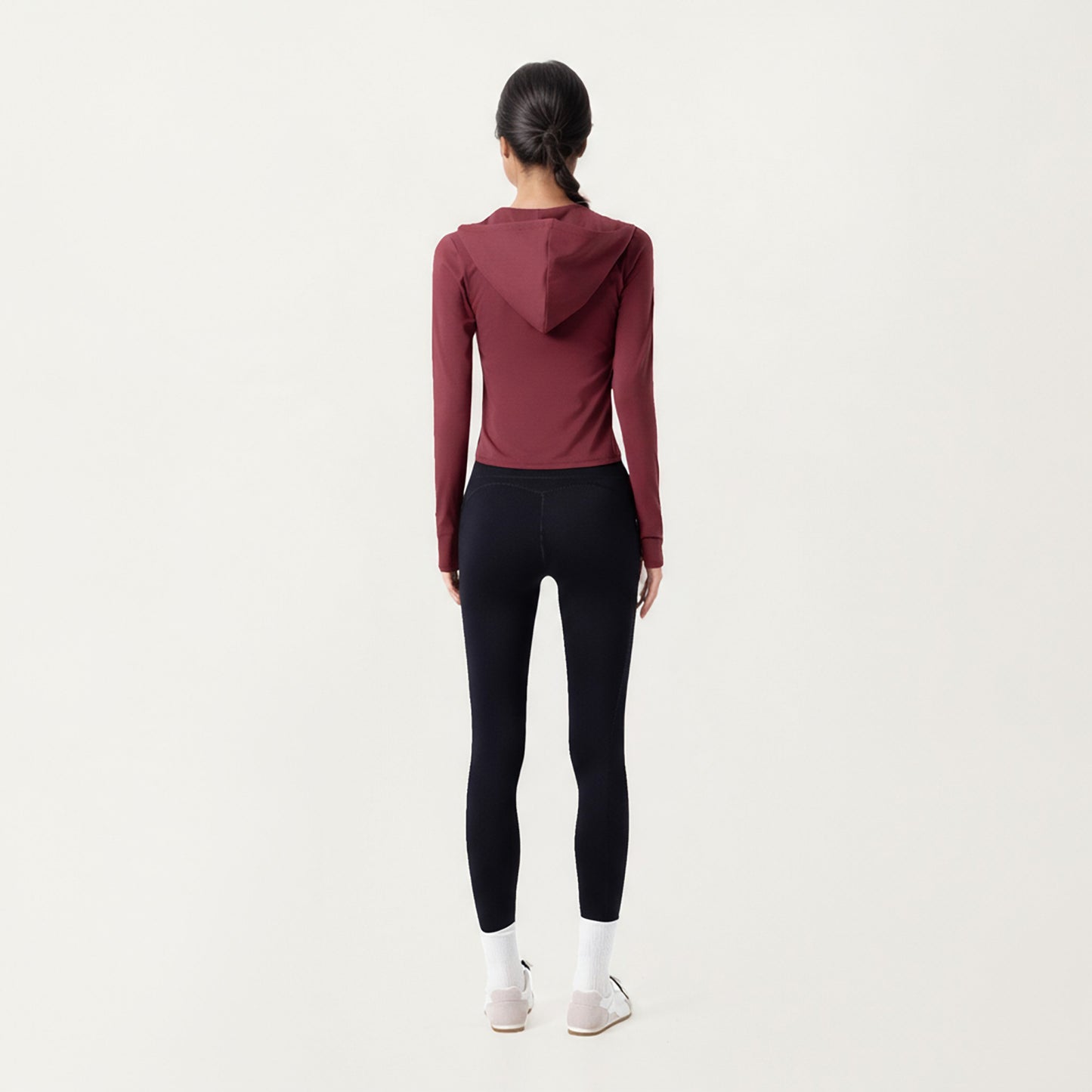 Long Sleeve Zip Up Hoodie Jacket with Contoured Fit and Thumbhole Cuffs