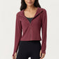 Long Sleeve Zip Up Hoodie Jacket with Contoured Fit and Thumbhole Cuffs