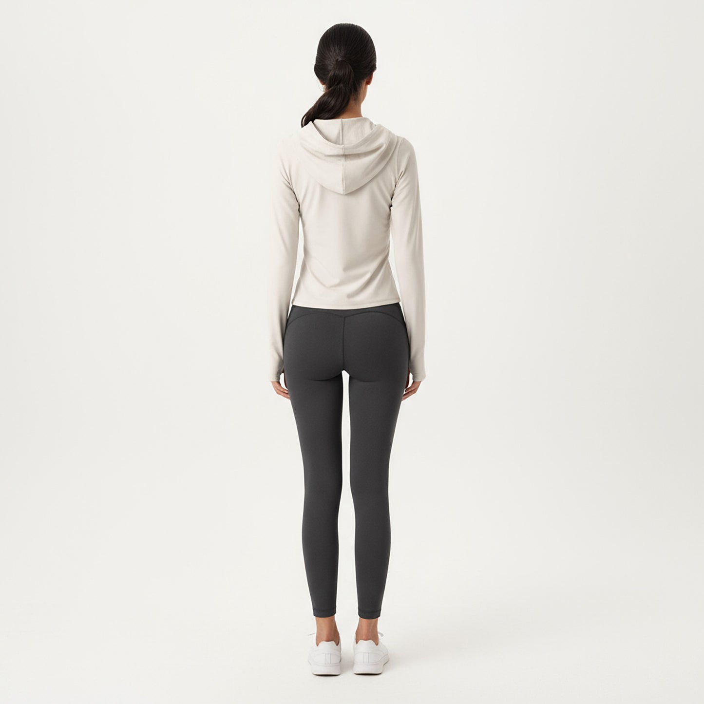 Long Sleeve Zip Up Hoodie Jacket with Contoured Fit and Thumbhole Cuffs