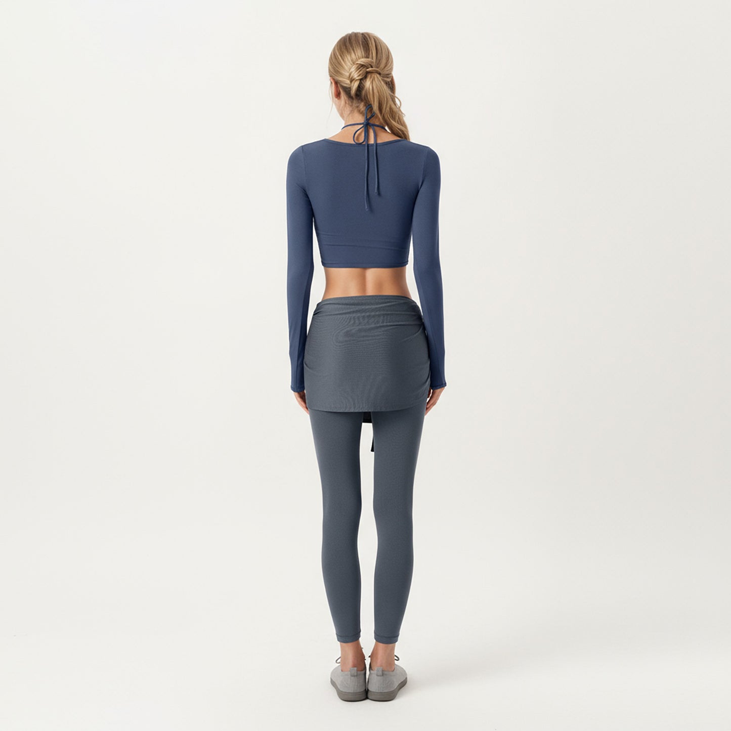 Long Sleeve Cropped Button Front Top with Square Neckline and Fitted Silhouette