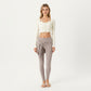 Long Sleeve Cropped Button Front Top with Square Neckline and Fitted Silhouette