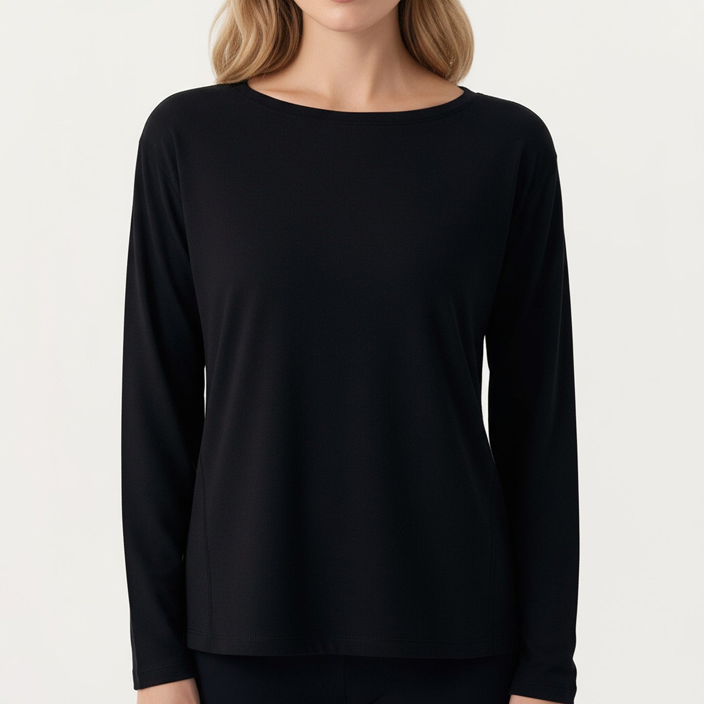 Long Sleeve Pullover Top with Relaxed Fit and Boat Neckline