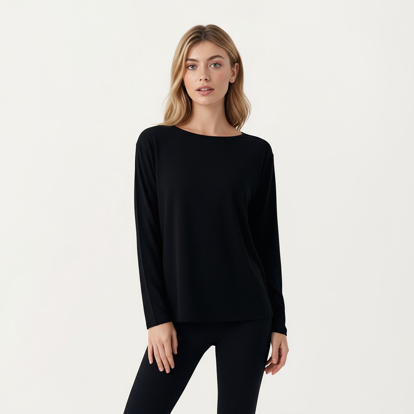 Long Sleeve Pullover Top with Relaxed Fit and Boat Neckline