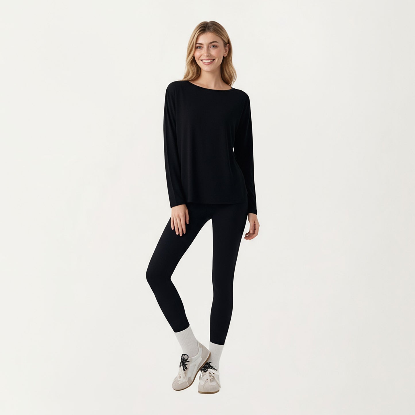 Long Sleeve Pullover Top with Relaxed Fit and Boat Neckline