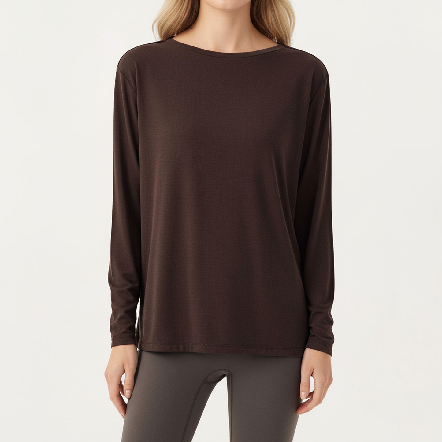 Long Sleeve Pullover Top with Relaxed Fit and Boat Neckline