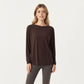Long Sleeve Pullover Top with Relaxed Fit and Boat Neckline