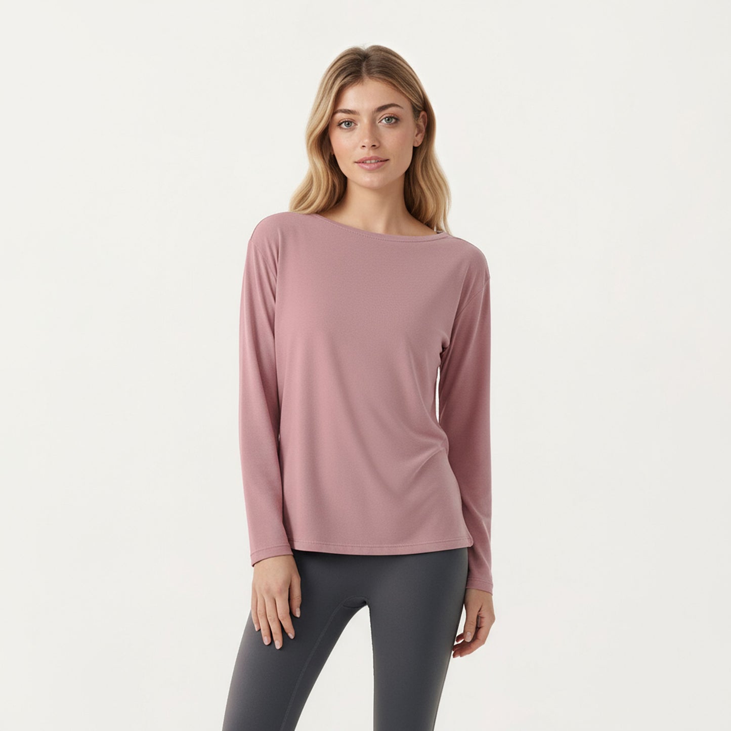 Long Sleeve Pullover Top with Relaxed Fit and Boat Neckline