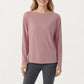 Long Sleeve Pullover Top with Relaxed Fit and Boat Neckline