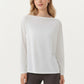Long Sleeve Pullover Top with Relaxed Fit and Boat Neckline