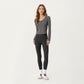 Long Sleeve Zip Front Cropped Jacket with Contoured Seams and Thumbhole Cuffs