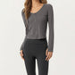 Long Sleeve Zip Front Cropped Jacket with Contoured Seams and Thumbhole Cuffs