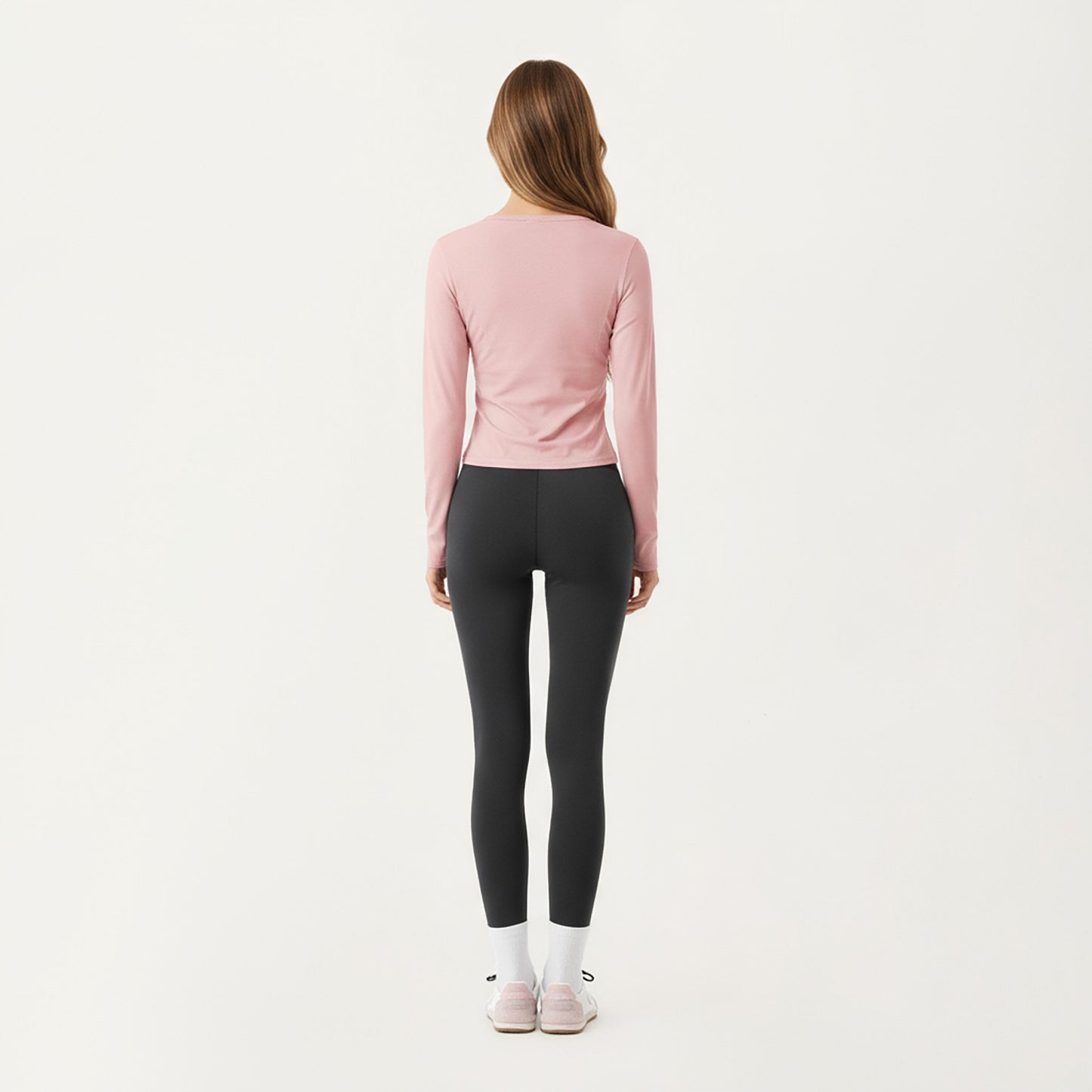 Long Sleeve Zip Front Cropped Jacket with Contoured Seams and Thumbhole Cuffs