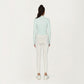 Long Sleeve Ribbed Knit Half Zip Top with Curved Hem and Fitted Silhouette