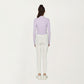 Long Sleeve Ribbed Knit Half Zip Top with Curved Hem and Fitted Silhouette