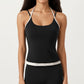 Contrast Trim Halter Neck Cami Top with Fitted Silhouette and Scoop Neckline
