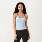 Contrast Trim Halter Neck Cami Top with Fitted Silhouette and Scoop Neckline