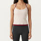Contrast Trim Halter Neck Cami Top with Fitted Silhouette and Scoop Neckline