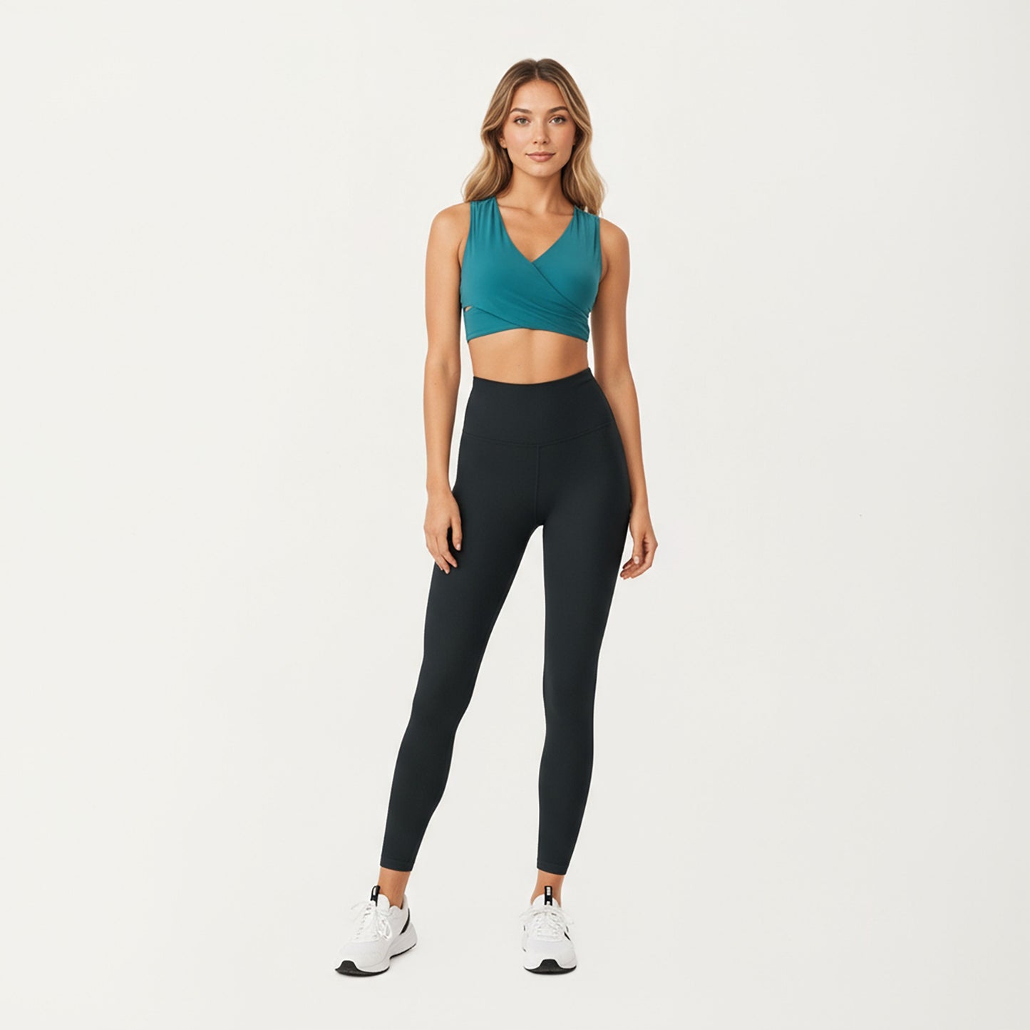 Sleeveless Wrap Front Crop Top with Deep V-Neckline and Twisted Hem Detail