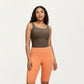 Ribbed Square Neck Tank Top with Wide Straps and Fitted Stretch Design