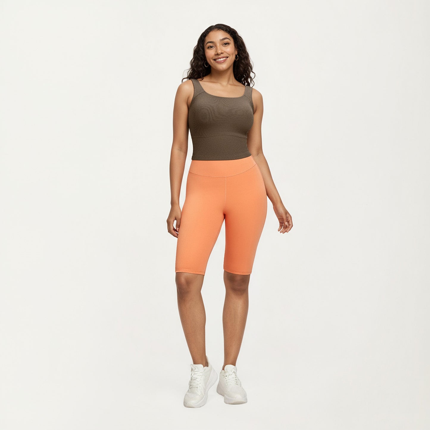 Ribbed Square Neck Tank Top with Wide Straps and Fitted Stretch Design