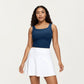 Ribbed Square Neck Tank Top with Wide Straps and Fitted Stretch Design