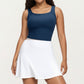 Ribbed Square Neck Tank Top with Wide Straps and Fitted Stretch Design
