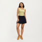 Ribbed Square Neck Tank Top with Wide Straps and Fitted Stretch Design
