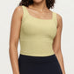 Ribbed Square Neck Tank Top with Wide Straps and Fitted Stretch Design
