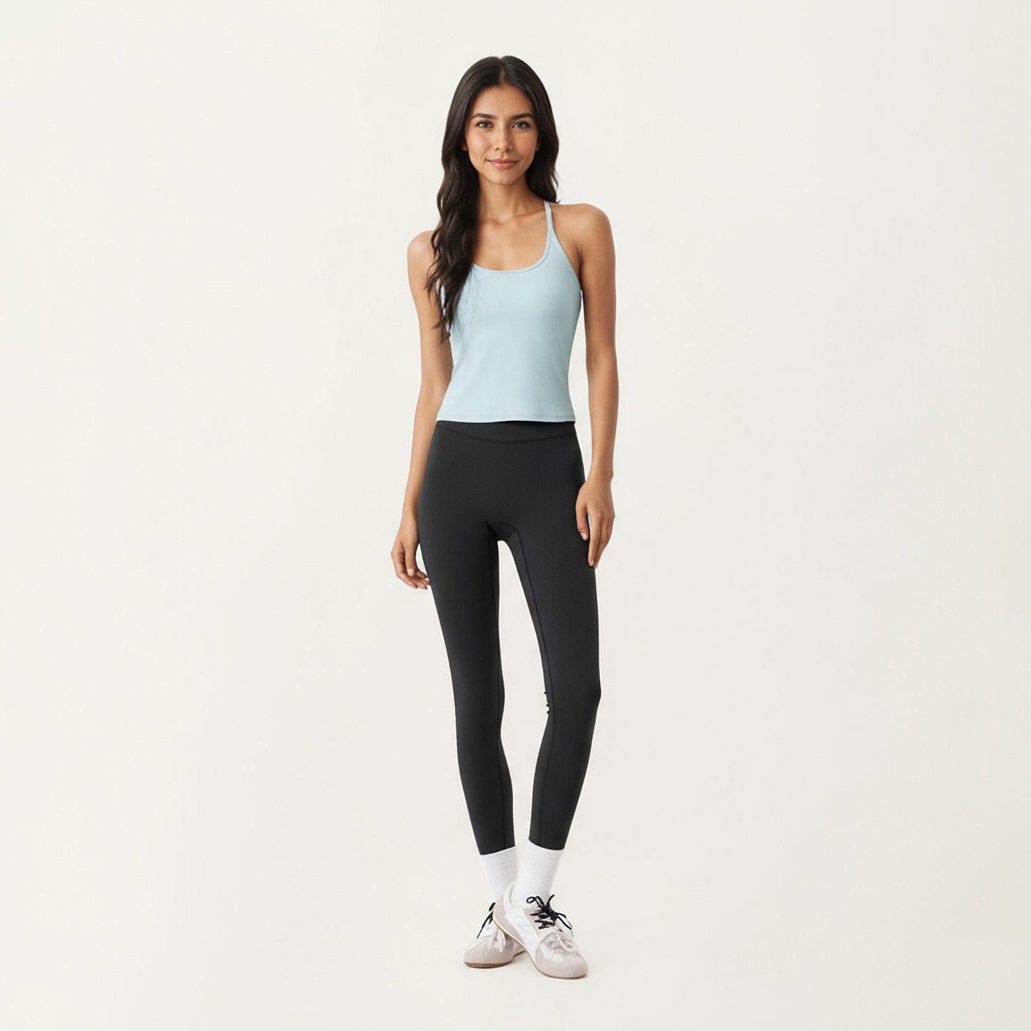 Spaghetti Strap Scoop Neck Cami Top with Fitted Stretch Fabric and Minimalist Design