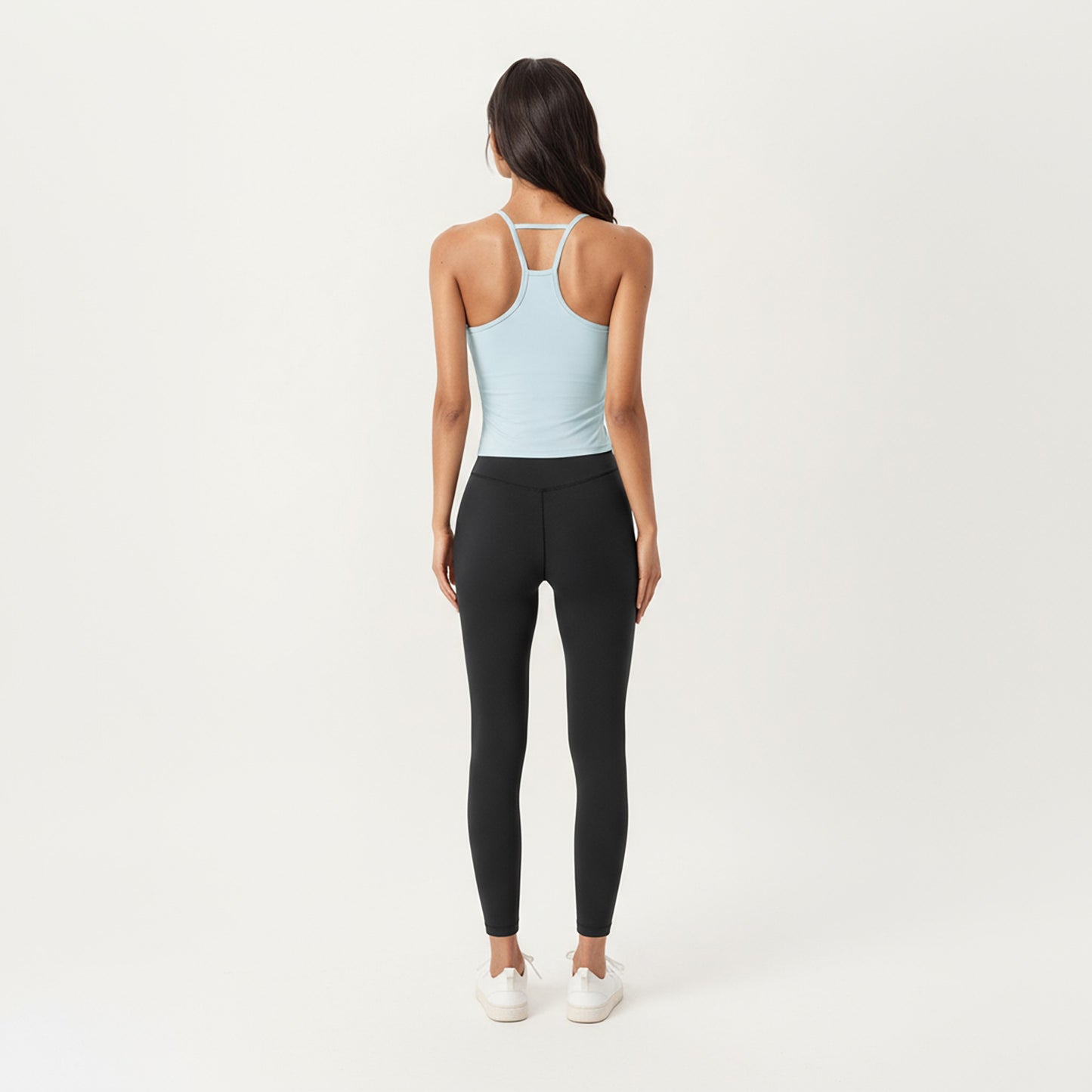Spaghetti Strap Scoop Neck Cami Top with Fitted Stretch Fabric and Minimalist Design