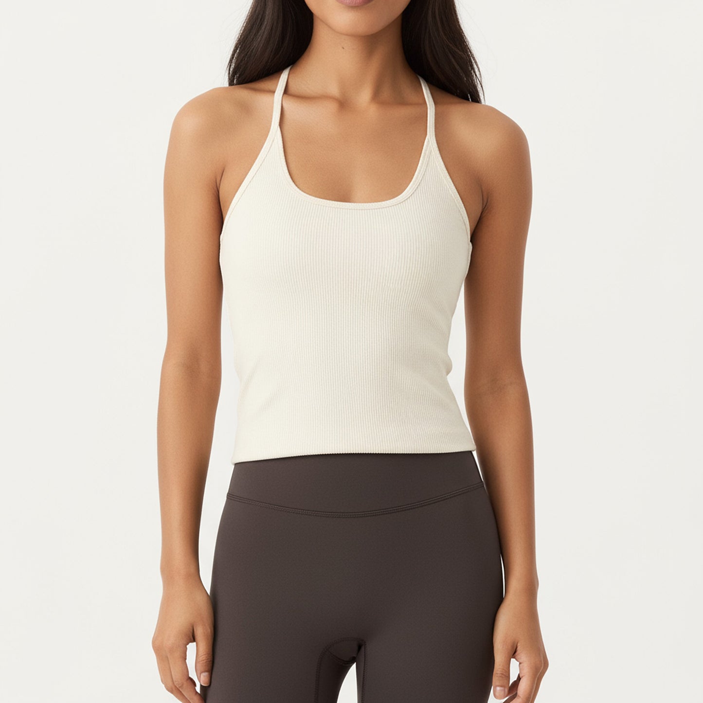 Spaghetti Strap Scoop Neck Cami Top with Fitted Stretch Fabric and Minimalist Design