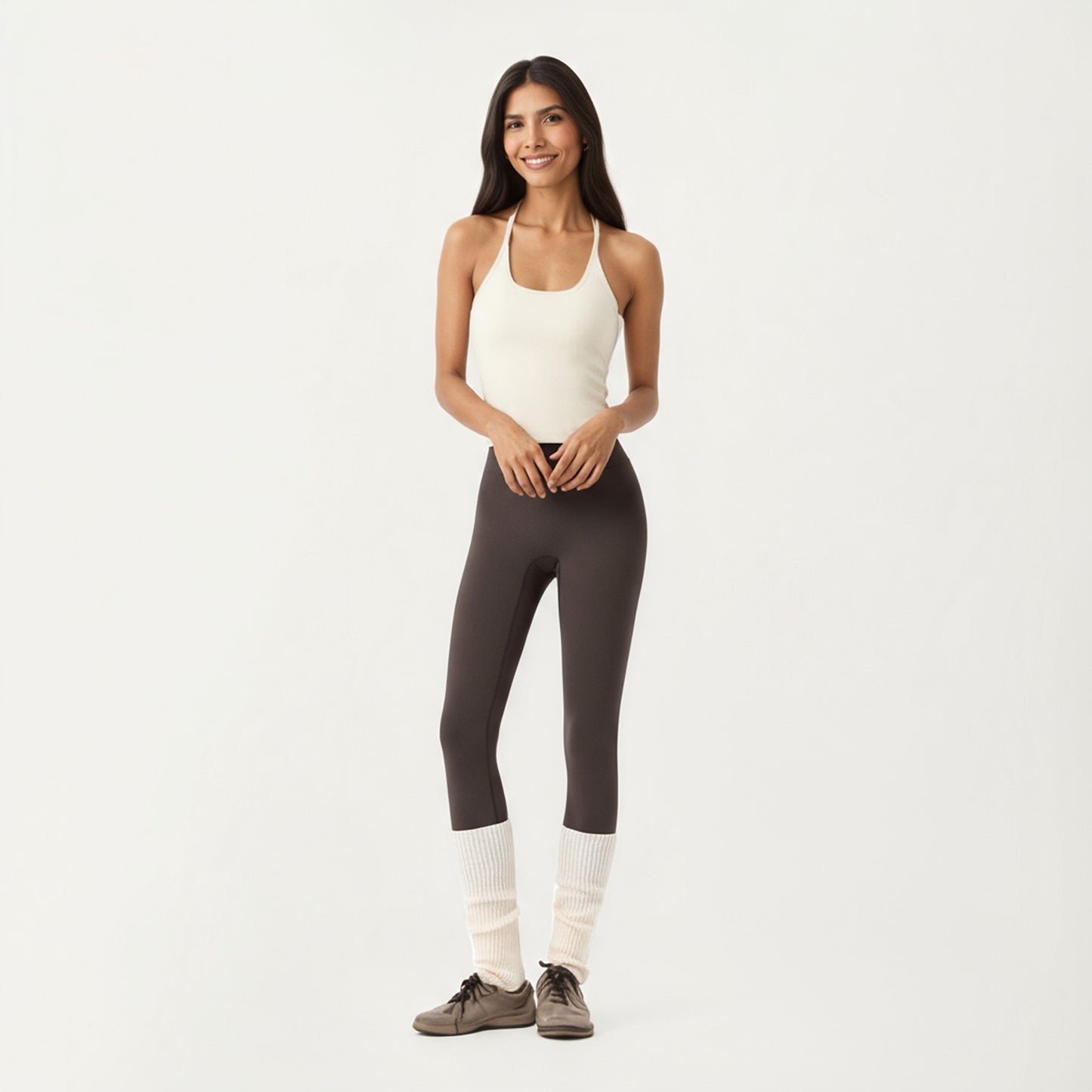 Spaghetti Strap Scoop Neck Cami Top with Fitted Stretch Fabric and Minimalist Design