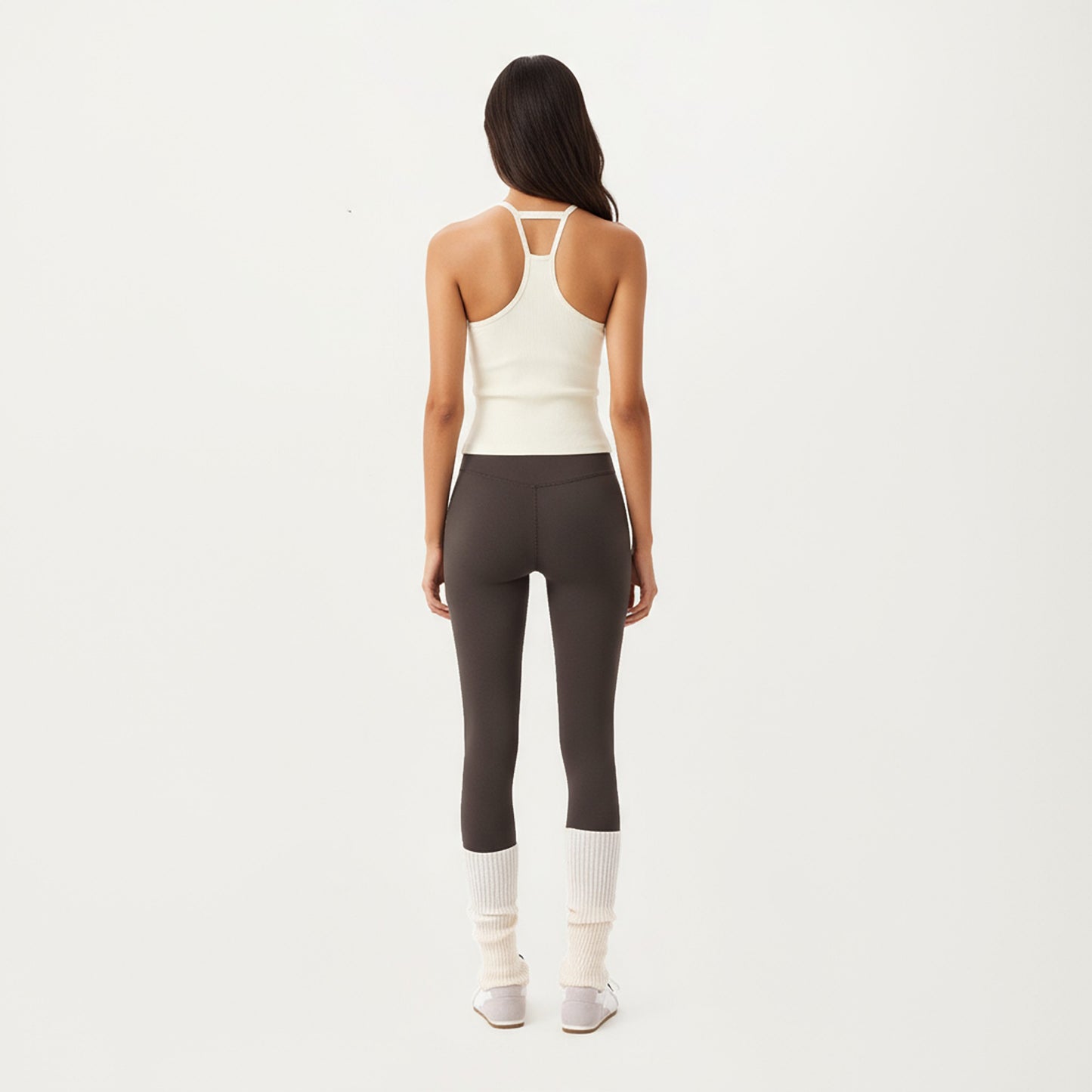 Spaghetti Strap Scoop Neck Cami Top with Fitted Stretch Fabric and Minimalist Design