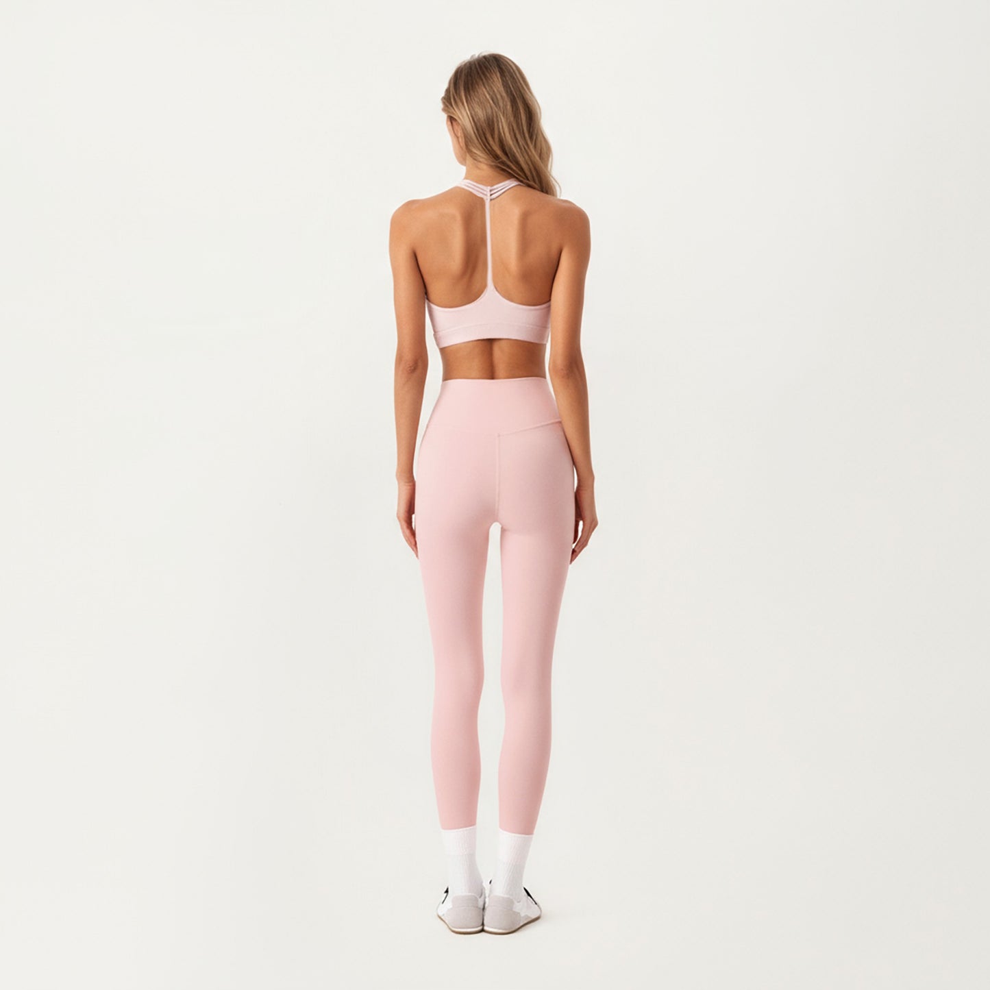 Double Strap V-Neck Sports Bra with Smooth Stretch Fabric and Supportive Band