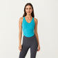V-Neck Ruched Side Tank Top with Fitted Stretch Fabric and Sleek Contoured Silhouette