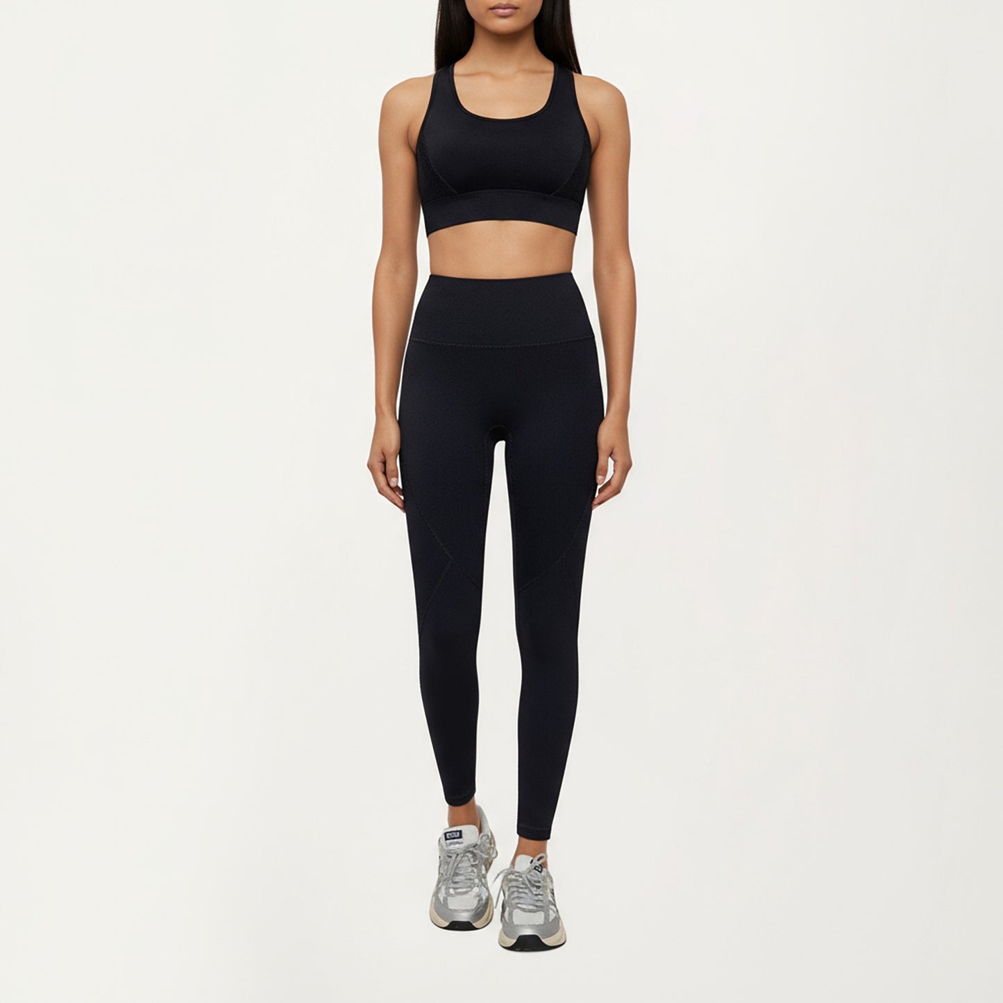 High Waist Leggings with Contrast Seam Detailing and Stretch Compression Fit