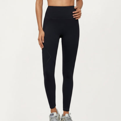 High Waist Leggings with Contrast Seam Detailing and Stretch Compression Fit